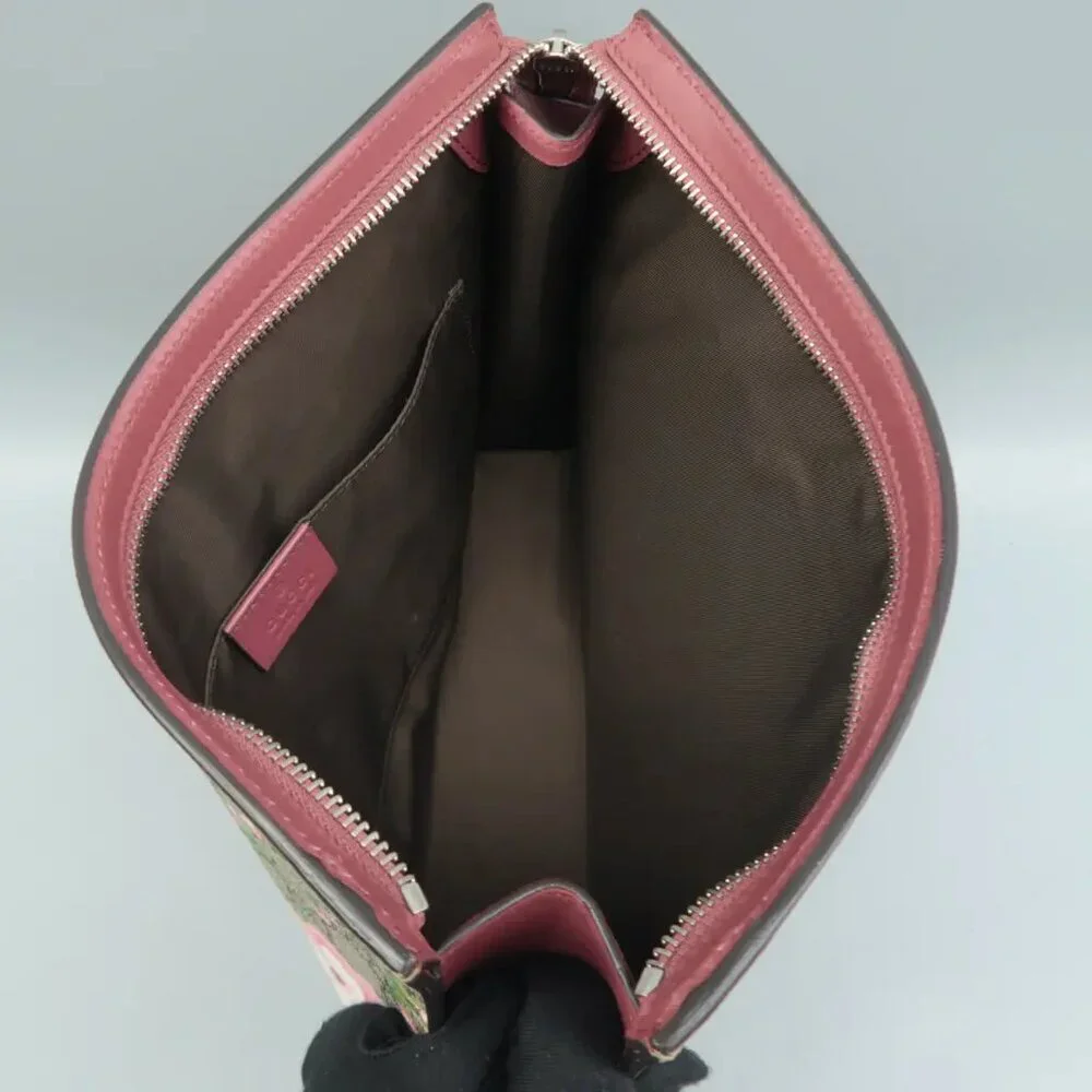 100% Authentic GUCCI Blooms Brown Canvas Clutch Bag 550-091524 - Picture 10 of 12